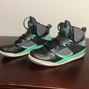 Mens Black and Green High-Top Sneakers